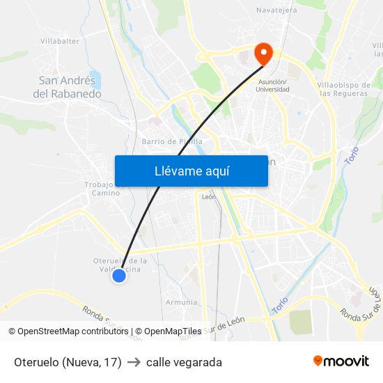 Oteruelo (Nueva, 17) to calle vegarada map
