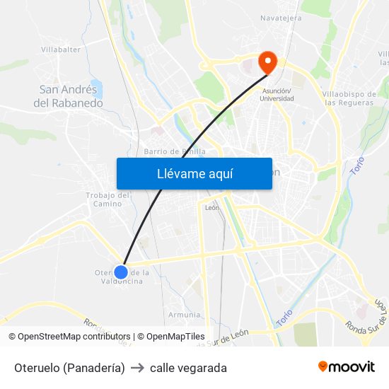 Oteruelo (Panadería) to calle vegarada map