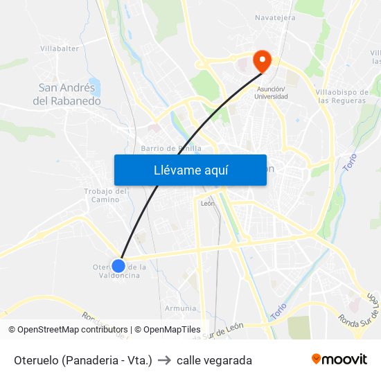 Oteruelo (Panaderia - Vta.) to calle vegarada map