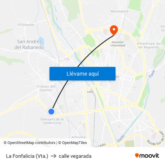 La Fonfalicia (Vta.) to calle vegarada map