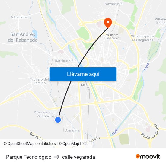 Parque Tecnológico to calle vegarada map