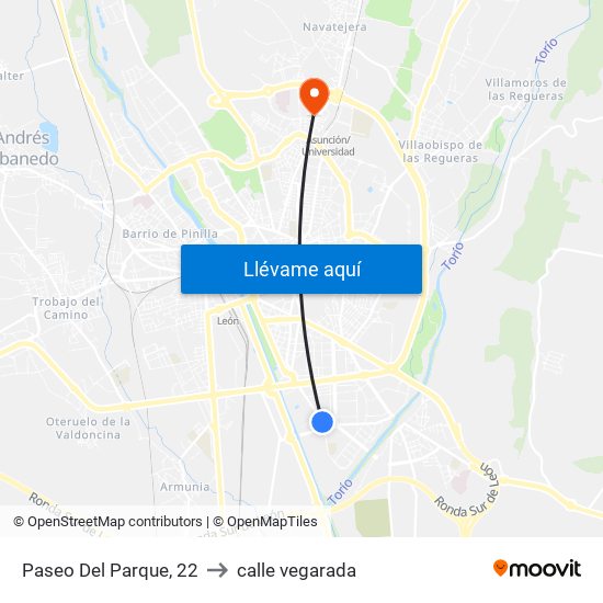 Paseo Del Parque, 22 to calle vegarada map
