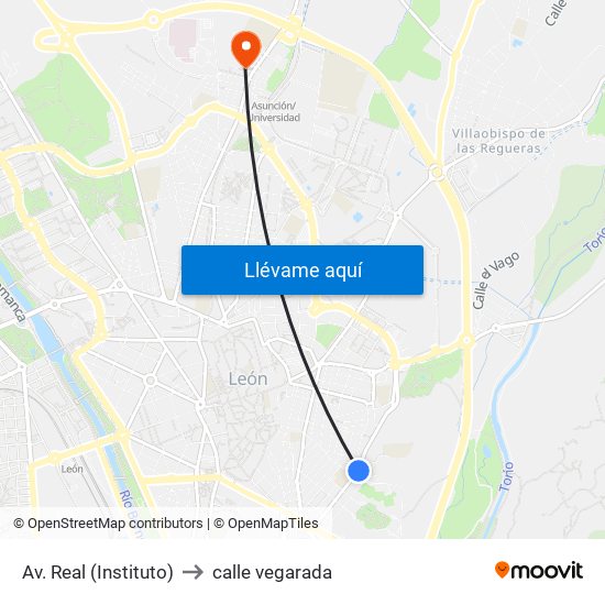 Av. Real (Instituto) to calle vegarada map