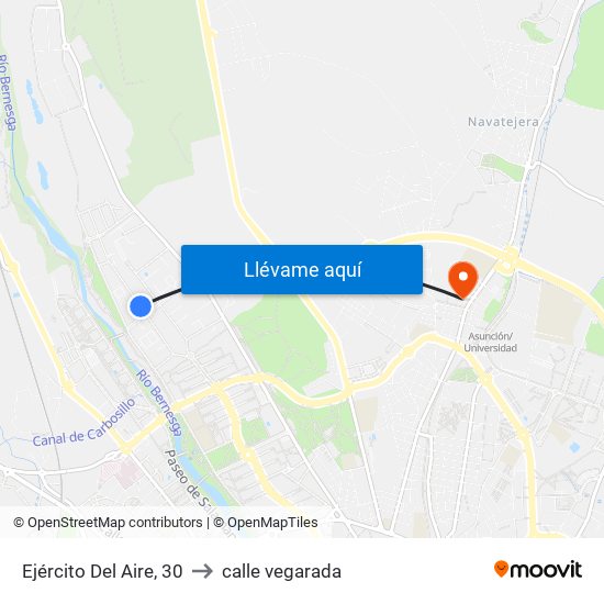 Ejército Del Aire, 30 to calle vegarada map