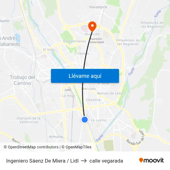 Ingeniero Sáenz De Miera / Lidl to calle vegarada map