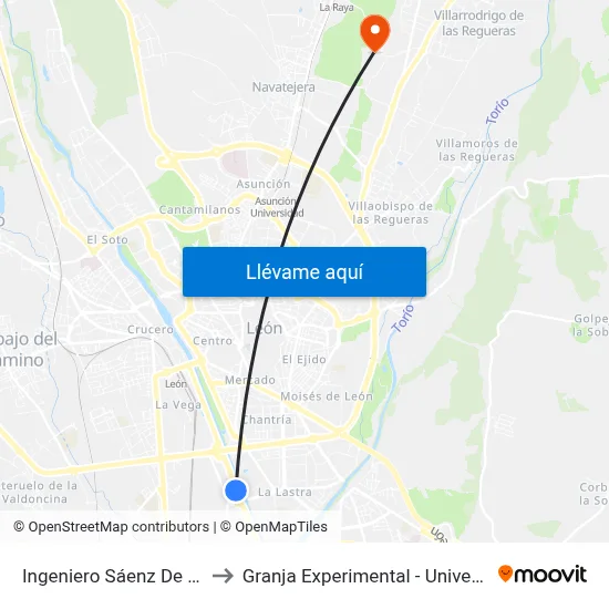 Ingeniero Sáenz De Miera / Lidl to Granja Experimental - Universidad De León map