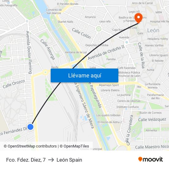 Fco. Fdez. Diez, 7 to León Spain map
