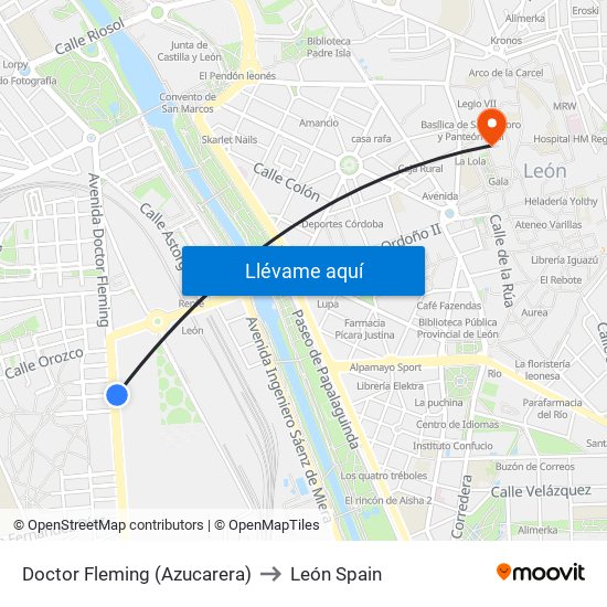 Doctor Fleming (Azucarera) to León Spain map