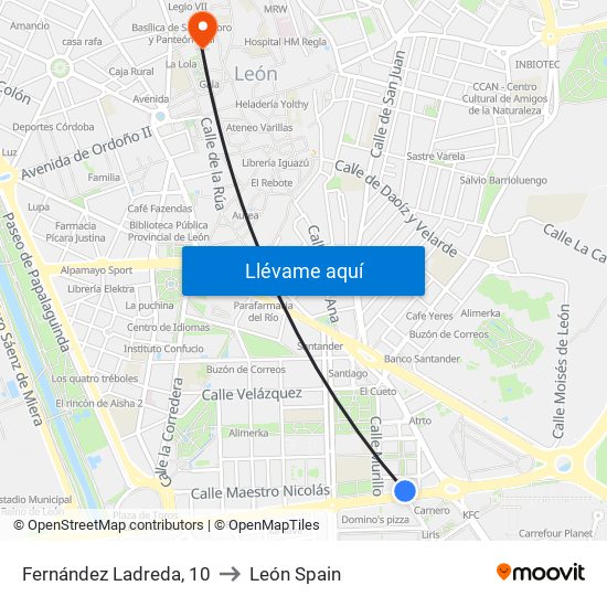 Fernández Ladreda, 10 to León Spain map