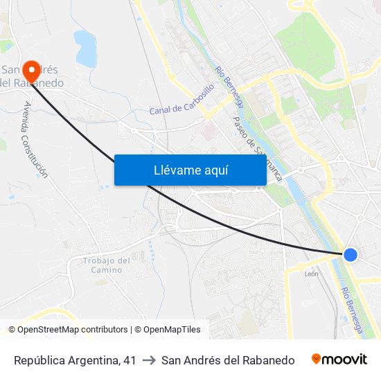 República Argentina, 41 to San Andrés del Rabanedo map