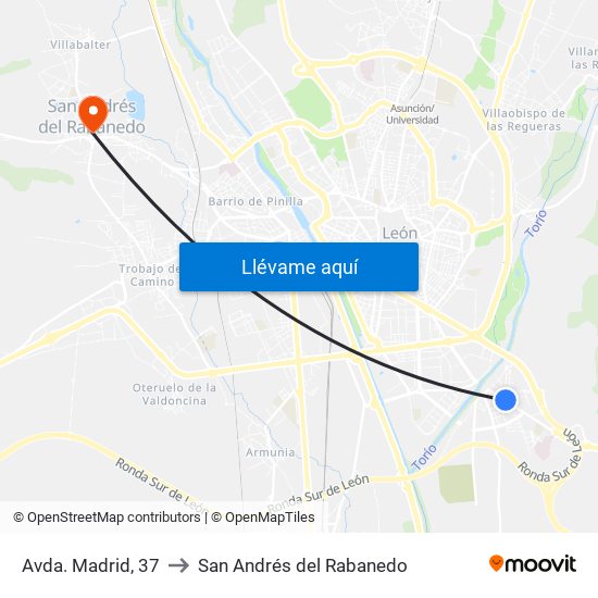 Avda. Madrid, 37 to San Andrés del Rabanedo map