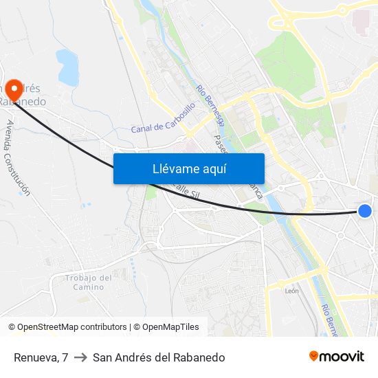 Renueva, 7 to San Andrés del Rabanedo map