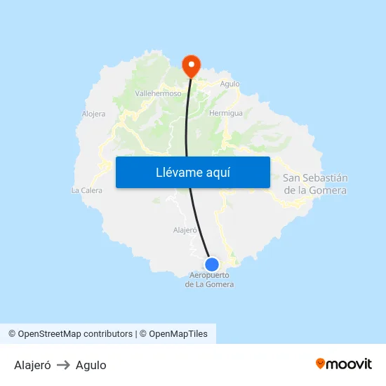 Alajeró to Agulo map