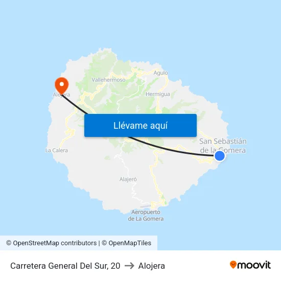 Carretera General Del Sur, 20 to Alojera map