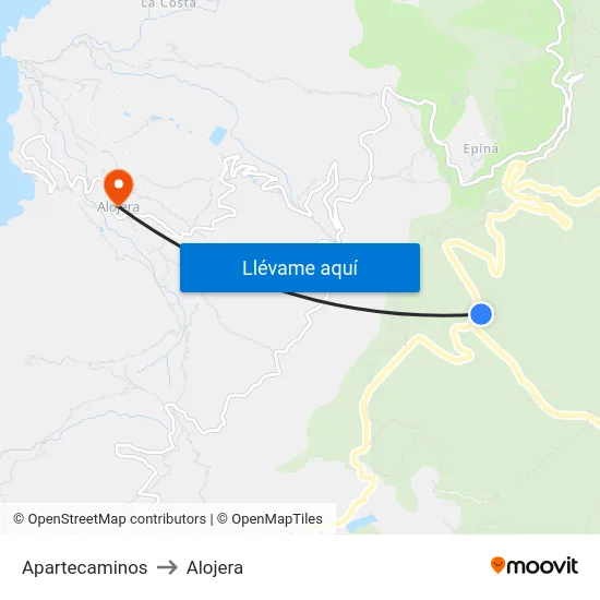 Apartecaminos to Alojera map