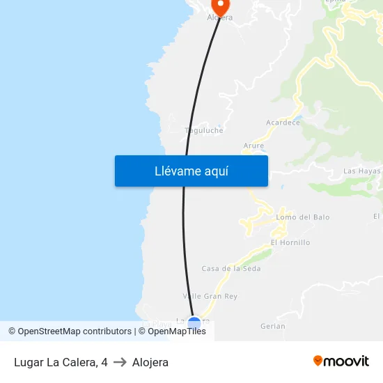Lugar La Calera, 4 to Alojera map