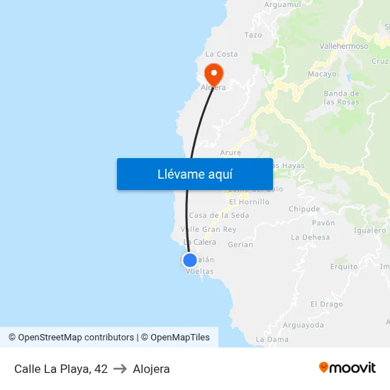 Calle La Playa, 42 to Alojera map