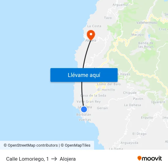 Calle Lomoriego, 1 to Alojera map