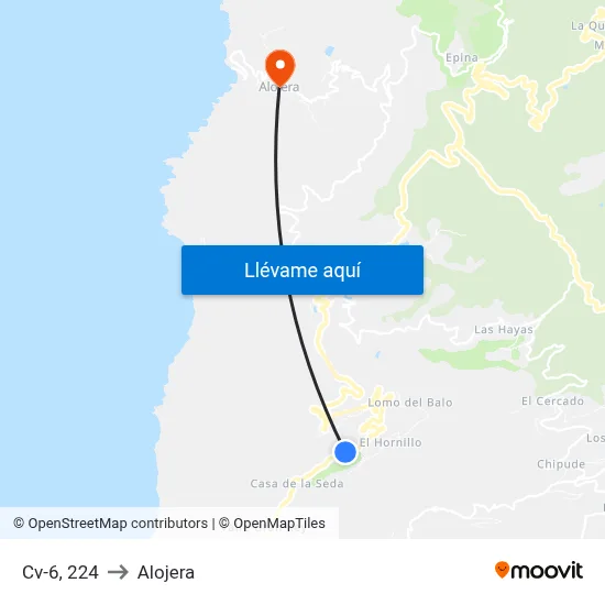 Cv-6, 224 to Alojera map