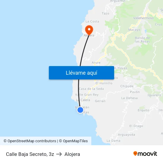 Calle Baja Secreto, 3z to Alojera map