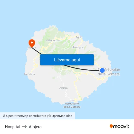 Hospital to Alojera map