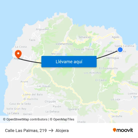Calle Las Palmas, 219 to Alojera map