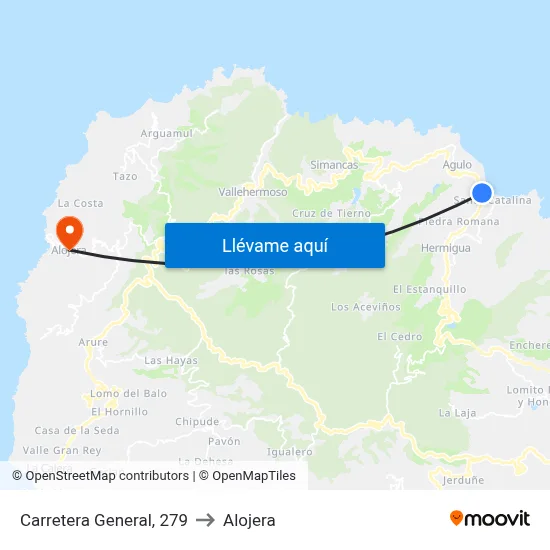Carretera General, 279 to Alojera map