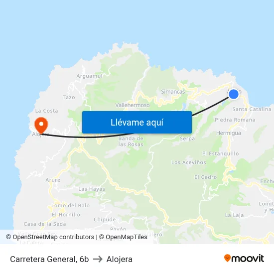 Carretera General, 6b to Alojera map