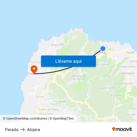 Parada to Alojera map