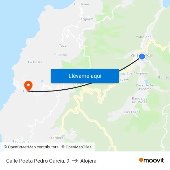 Calle Poeta Pedro García, 9 to Alojera map