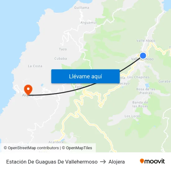 Estación De Guaguas De Vallehermoso to Alojera map