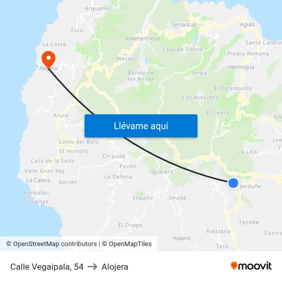 Calle Vegaipala, 54 to Alojera map