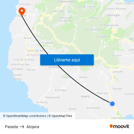 Parada to Alojera map