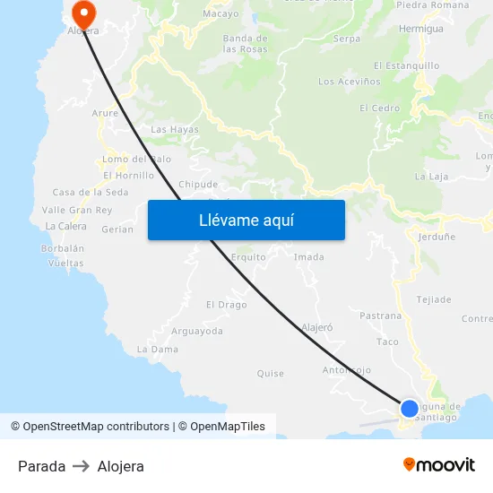 Parada to Alojera map
