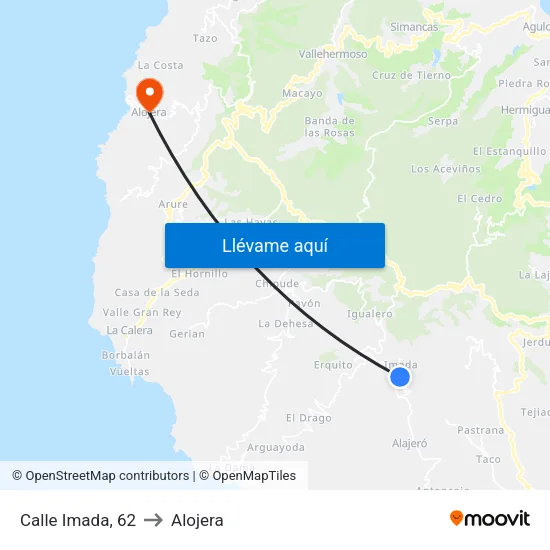 Calle Imada, 62 to Alojera map