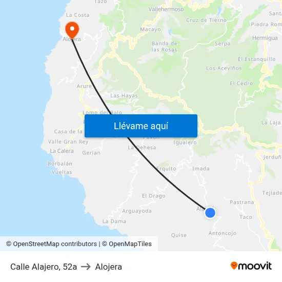 Calle Alajero, 52a to Alojera map