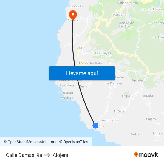 Calle Damas, 9a to Alojera map