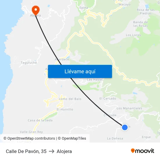 Calle De Pavón, 35 to Alojera map
