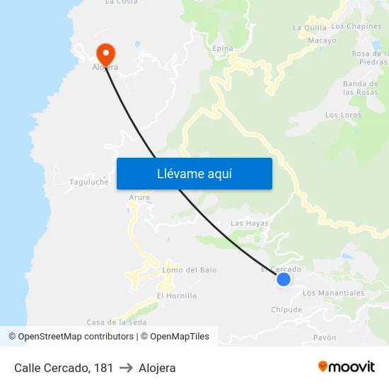 Calle Cercado, 181 to Alojera map