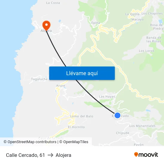 Calle Cercado, 61 to Alojera map