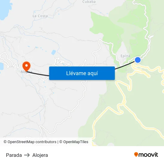 Parada to Alojera map