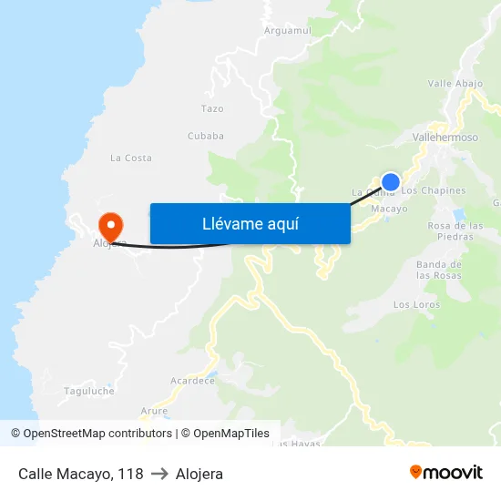 Calle Macayo, 118 to Alojera map