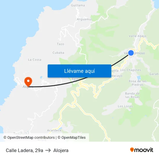 Calle Ladera, 29a to Alojera map