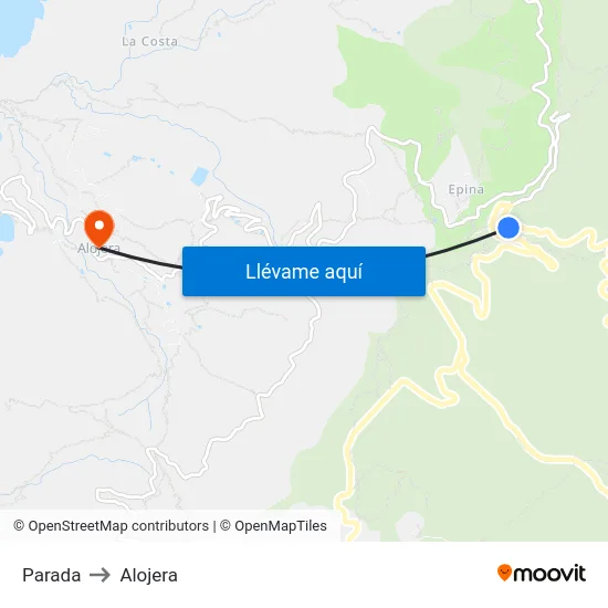 Parada to Alojera map