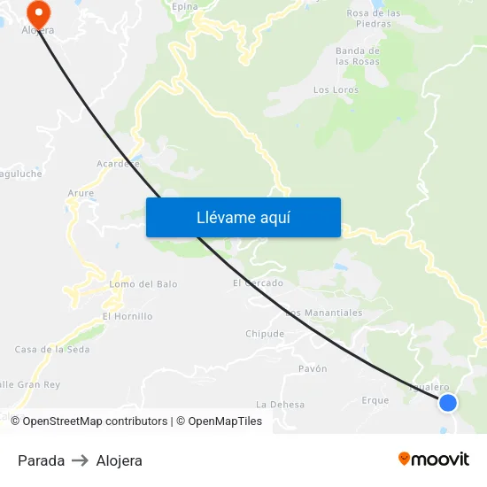 Parada to Alojera map