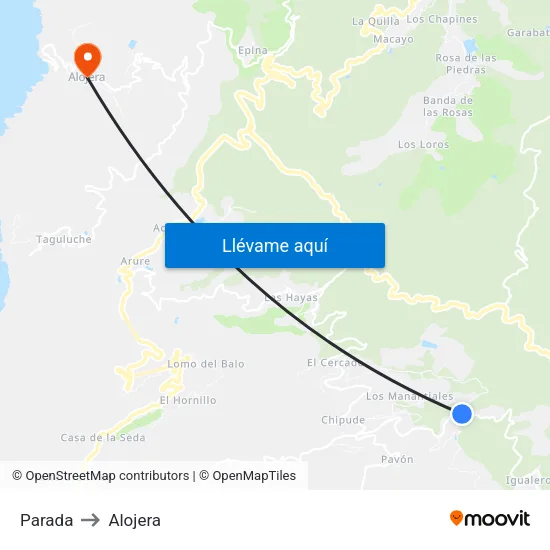 Parada to Alojera map