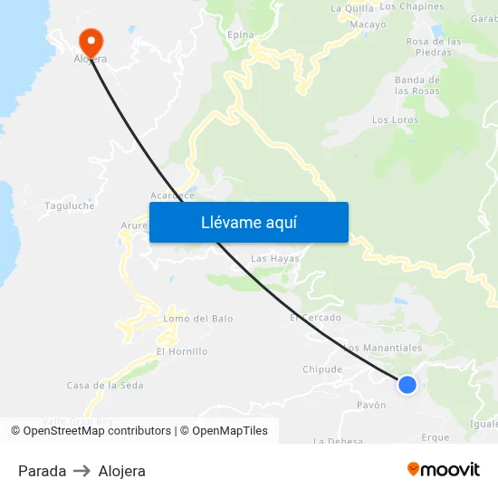 Parada to Alojera map