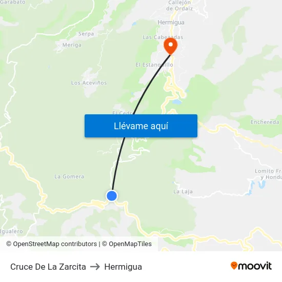 Cruce De La Zarcita to Hermigua map