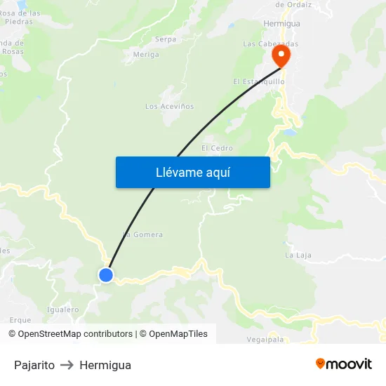 Pajarito to Hermigua map