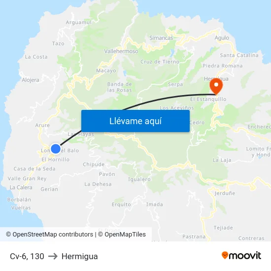 Cv-6, 130 to Hermigua map